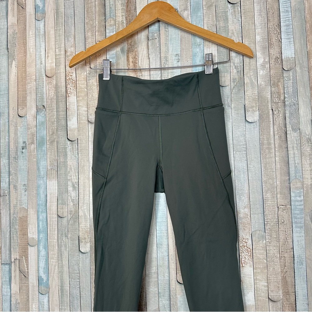 Lululemon 4 Final Lap Crop 23" Evergreen Green Cropped Legging Nulux Run Running - Picture 4 of 9